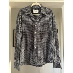 Corridor Men's Black White Textured Button Down Shirt Medium M